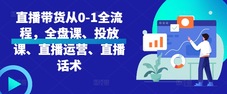直播带货从0-1全流程,全盘课、投放课、直播运营、直播话术|淘骐网赚资源库