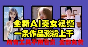 全新AI美女视频,一条作品涨粉上千,所有工具不用会员,全部免费|淘骐网赚资源库