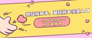 微信版知乎,超隐蔽流量入口1小时引流100人,粉丝质量超高【揭秘】|淘骐网赚资源库