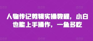 人物传记剪辑实操教程，小白也能上手操作，一鱼多吃|淘骐网赚资源库