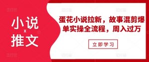 小说推文之蛋花小说拉新,故事混剪爆单实操全流程,周入过万|淘骐网赚资源库