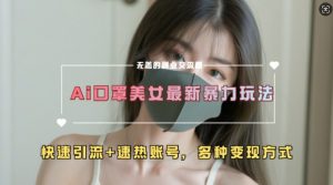 AI美女新玩法,超大流量+快速引流+速热账号|淘骐网赚资源库