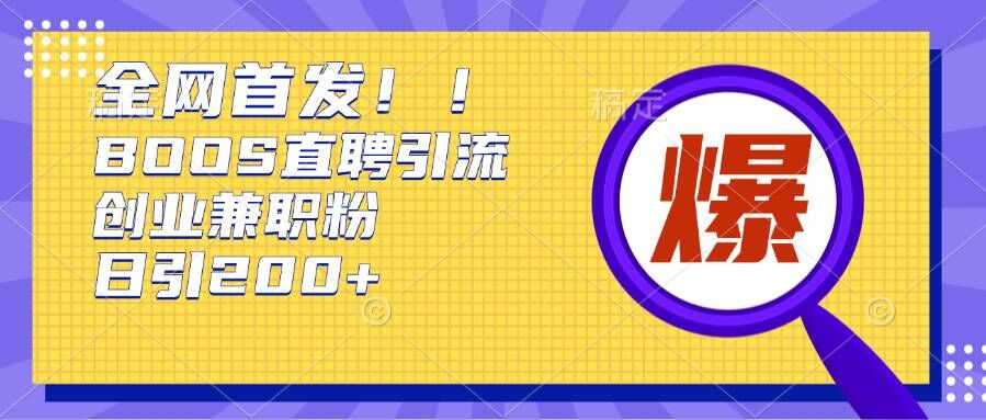 通过Boss直聘,每天轻松钓到200+多条创业大鱼的秘籍【揭秘】|淘骐网赚资源库