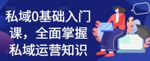 私域0基础入门课,全面掌握私域运营知识|淘骐网赚资源库