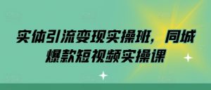 实体引流变现实操班,同城爆款短视频实操课|淘骐网赚资源库