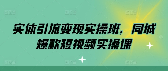 实体引流变现实操班，同城爆款短视频实操课|淘骐网赚资源库