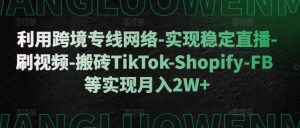 利用跨境专线网络-实现稳定直播-刷视频-搬砖TikTok-Shopify-FB等实现月入2W+【揭秘】|淘骐网赚资源库