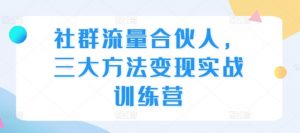 社群流量合伙人,三大方法变现实战训练营|淘骐网赚资源库