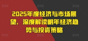 2025年度经济与市场展望，深度解读明年经济趋势与投资策略|淘骐网赚资源库