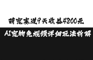 萌宠赛道9天收益4800元，AI宠物免视频详细玩法拆解|淘骐网赚资源库