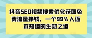 抖音SEO视频搜索优化获取免费流量挣钱,一个99%人还不知道的生财之道|淘骐网赚资源库