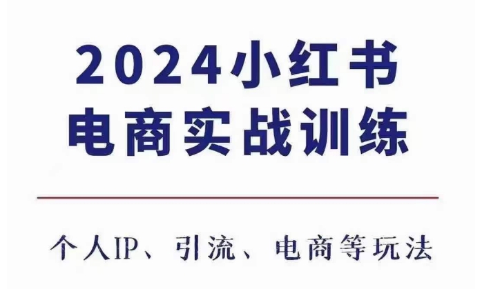 2024小红书电商3.0实战训练,包含个人IP、引流、电商等玩法|淘骐网赚资源库