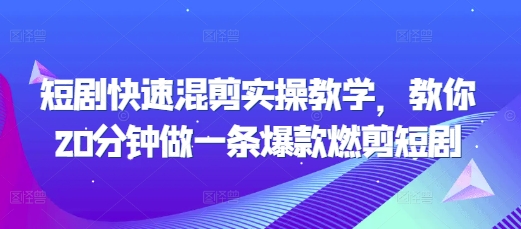 短剧快速混剪实操教学,教你20分钟做一条爆款燃剪短剧|淘骐网赚资源库