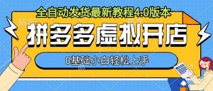 拼多多虚拟开店,全自动发货最新教程4.0版本,0基础小自轻松上手|淘骐网赚资源库