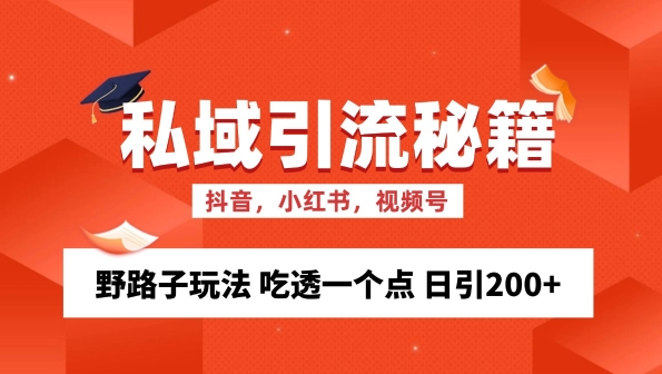 私域流量的精准化获客方法 野路子玩法 吃透一个点 日引200+ 【揭秘】|淘骐网赚资源库