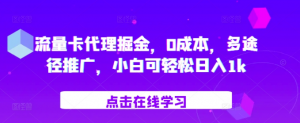 流量卡代理掘金,0成本,多途径推广,小白可轻松日入1k|淘骐网赚资源库