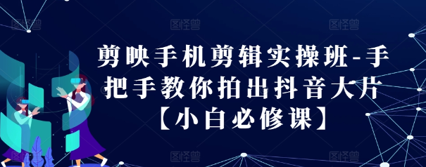 剪映手机剪辑实操班-手把手教你拍出抖音大片【小白必修课】|淘骐网赚资源库