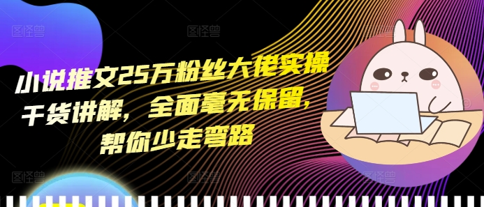 小说推文25万粉丝大佬实操干货讲解，全面毫无保留，帮你少走弯路|淘骐网赚资源库