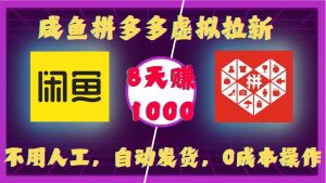 咸鱼拼多多虚拟拉新,不用人工,自动发货,0成本操作,8天收益1k|淘骐网赚资源库