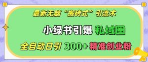 最新无脑“搬砖式”引流术,小绿书引爆私域圈,全自动日引300+精准创业粉【揭秘】|淘骐网赚资源库