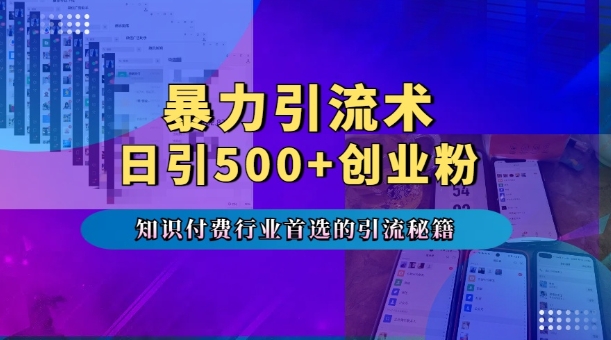 暴力引流术,专业知识付费行业首选的引流秘籍,一天暴流500+创业粉,五个手机流量接不完!|淘骐网赚资源库