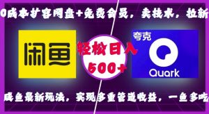 0成本扩容网盘+免费会员,卖技术,拉新,咸鱼最新玩法,实现多重管道收益,一鱼多吃,轻松日入500+|淘骐网赚资源库