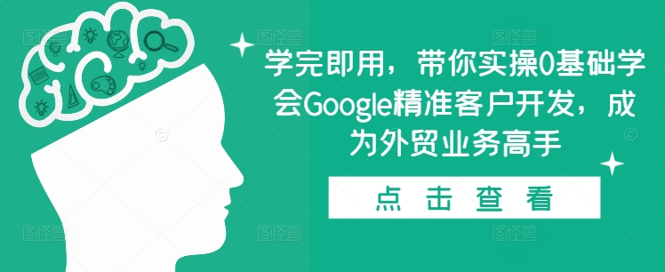 学完即用,带你实操0基础学会Google精准客户开发,成为外贸业务高手|淘骐网赚资源库