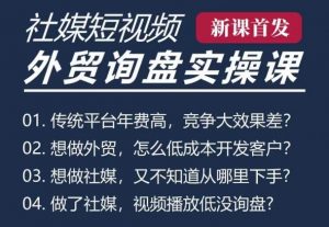 五大社媒·短视频获客线上课(TK/INS/FB/YTB/视频号),B2B外贸工厂短视频线上班|淘骐网赚资源库