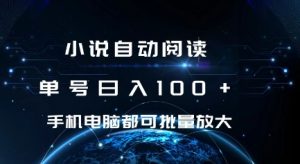 小说自动阅读 单号日入100+ 手机电脑都可 批量放大操作【揭秘】|淘骐网赚资源库