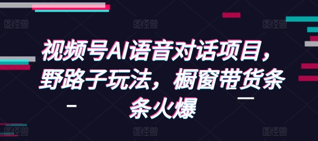 视频号AI语音对话项目,野路子玩法,橱窗带货条条火爆|淘骐网赚资源库