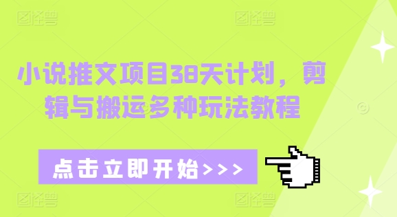 小说推文项目38天计划,剪辑与搬运多种玩法教程|淘骐网赚资源库