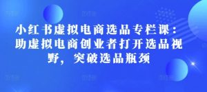 小红书虚拟电商选品专栏课：助虚拟电商创业者打开选品视野，突破选品瓶颈|淘骐网赚资源库