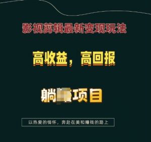 影视剪辑最新变现玩法，高收益，高回报，躺Z项目【揭秘】|淘骐网赚资源库