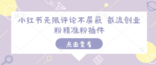 小红书无限评论不屏蔽 截流创业粉精准粉插件|淘骐网赚资源库