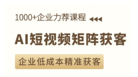 AI短视频矩阵获客实操课，企业低成本精准获客|淘骐网赚资源库