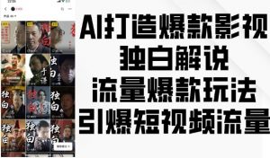 AI打造爆款影视独白解说，流量爆款玩法，引爆短视频流量|淘骐网赚资源库