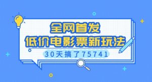 全网首发,低价电影票新玩法,已有人30天搞了75741【揭秘】|淘骐网赚资源库