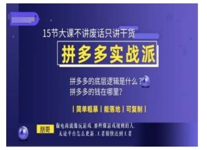 朋哥电商(拼多多实战派),15节大课不讲废话只讲干货,简单粗暴 能落地 可复制|淘骐网赚资源库