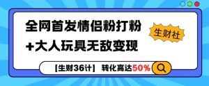 【生财36计】全网首发情侣粉打粉+大人玩具无敌变现|淘骐网赚资源库