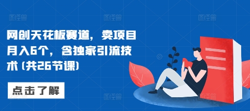 网创天花板赛道，卖项目月入6个，含独家引流技术(共26节课)|淘骐网赚资源库