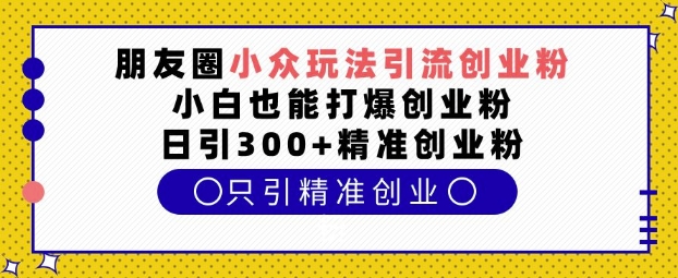 朋友圈小众玩法引流创业粉,小白也能打爆创业粉,日引300+精准创业粉【揭秘】|淘骐网赚资源库