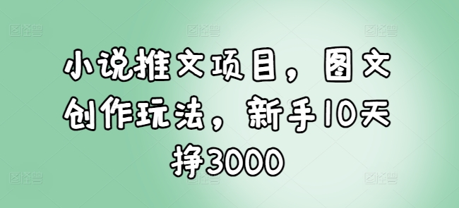 小说推文项目,图文创作玩法,新手10天挣3000|淘骐网赚资源库