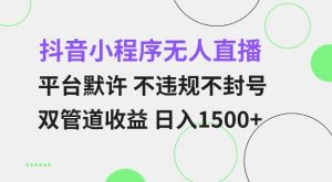 抖音小程序无人直播 平台默许 不违规不封号 双管道收益 日入多张 小白也能轻松操作【仅揭秘】|淘骐网赚资源库