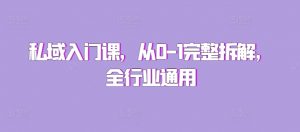 私域入门课,从0-1完整拆解,全行业通用|淘骐网赚资源库