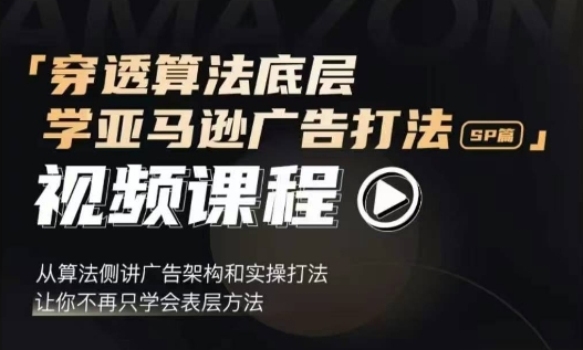 穿透算法底层，学亚马逊广告打法SP篇，从算法侧讲广告架构和实操打法，让你不再只学会表层方法|淘骐网赚资源库