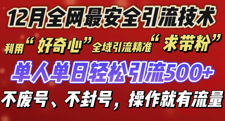 12 月份全网最安全引流创业粉技术来袭,不封号不废号,有操作就有流量【揭秘】|淘骐网赚资源库