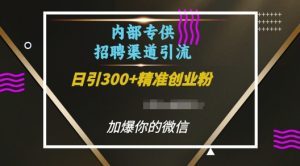 内部招聘渠道日引流300+创业粉,加爆你的微信【揭秘】|淘骐网赚资源库