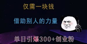仅需一块钱,借助别人的力量,单日引爆300+创业粉、兼职粉【揭秘】|淘骐网赚资源库