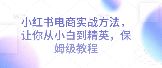 小红书电商实战方法,让你从小白到精英,保姆级教程|淘骐网赚资源库