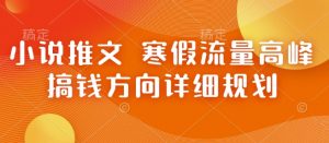 小说推文 寒假流量高峰 搞钱方向详细规划|淘骐网赚资源库